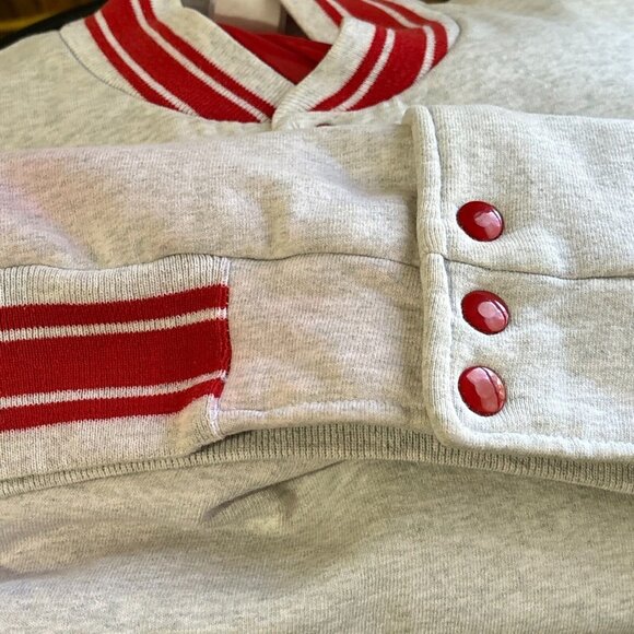 Vtg Disney Mickey & Co Varsity Jacket Lined Coat Snap Gray Red Sweatshirt Large - Picture 13 of 16